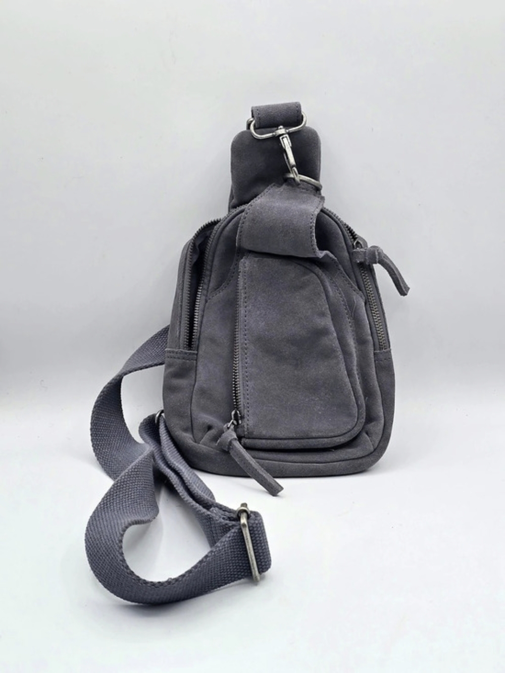 Free People Hudson Suede Sling Bag Gray Convertible Backpack Crossbody